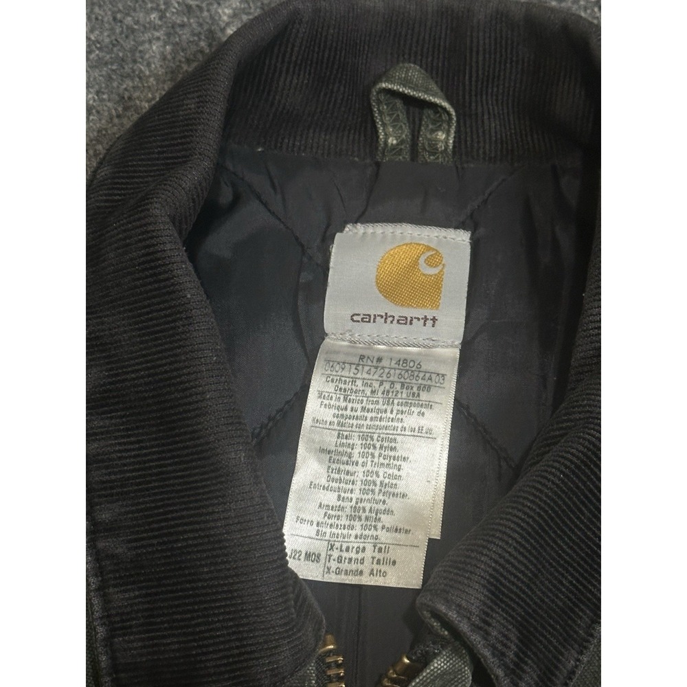 VTG Carhartt Jacket Mens XLT J22 MOS Olive Green Detroit Duck Canvas Quilt Lined - Picture 3 of 6